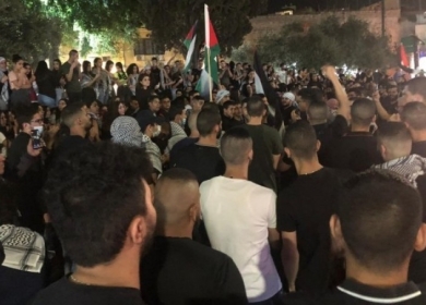 تظاهرة وسط نابلس تنديدا بعدوان الاحتلال المستمر على شعبنا