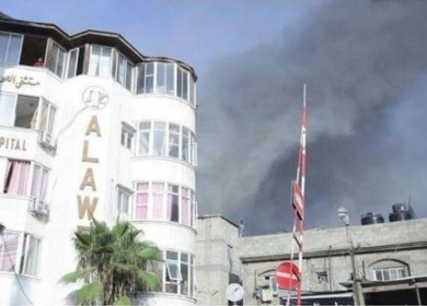 اندلاع حريق في مستودع الأدوية المركزي لمستشفى العودة جراء قصف الاحتلال