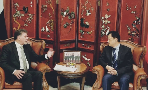 السفير عبد الهادي يبحث مع سفير جمهورية الصين الشعبية بدمشق آخر مستجدات القضية الفلسطينية